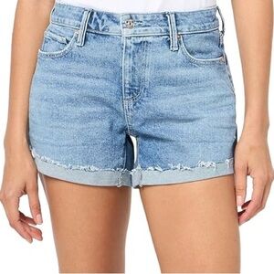 PAIGE Light Blue Cuffed Denim Shorts